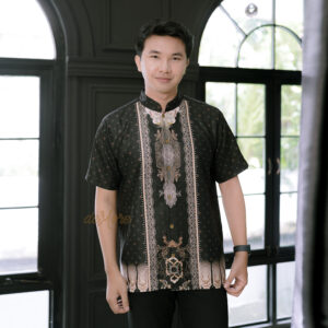 Baju Koko Kirana | Baju Koko Lengan Pendek | Baju Koko Panjang Pria | Baju Koko Pria - Motif Printing Demore